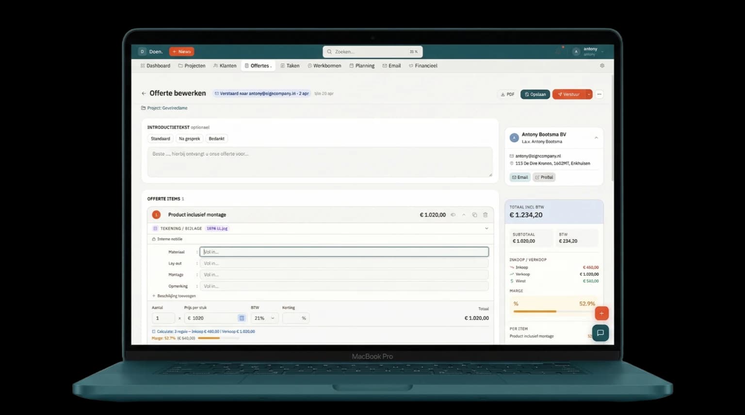 doen. Offertes op MacBook