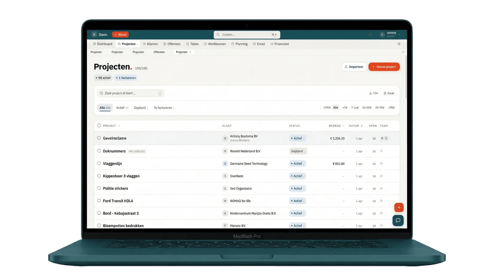 doen. Projecten op MacBook